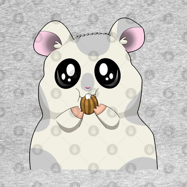 Cute Cartoon Hamster Eating by mareescatharsis